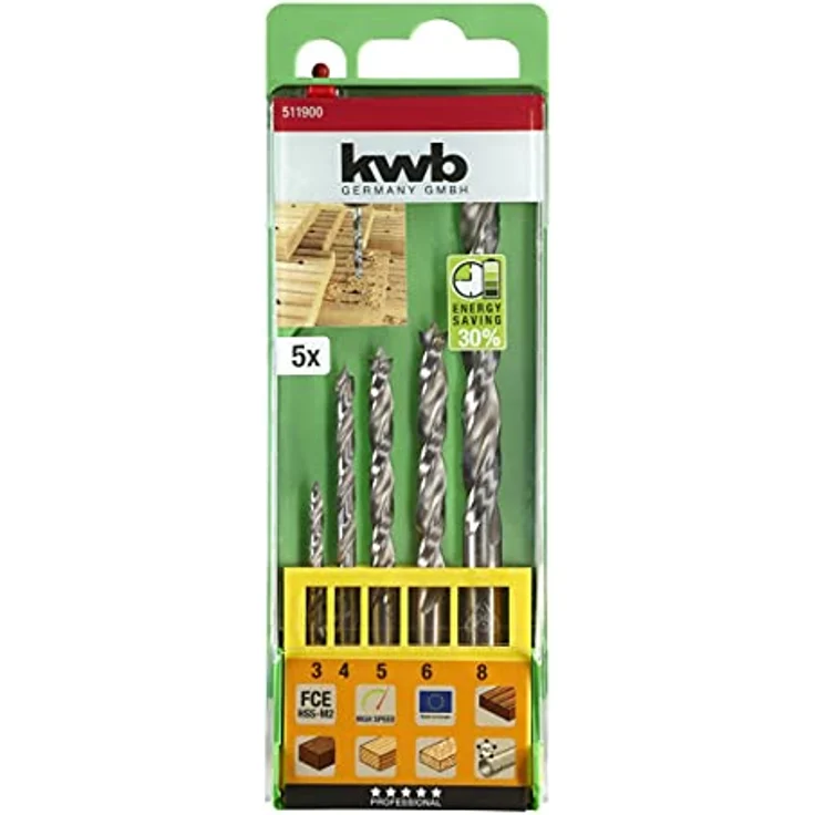 kwb 511900 Hartholzbohrer, Set, 5 Bohrer, 5 Stück – Bild 3