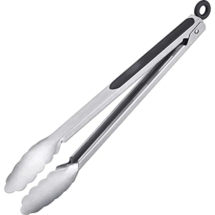 Westmark Grillzange + Servierzange, Mit Edelstahllaffen und gummierten Griffen, Länge: 35 cm, Rostfreier Edelstahl/Kunststoff, Classic Spezial Maxi, Silber/Schwarz, 16252270