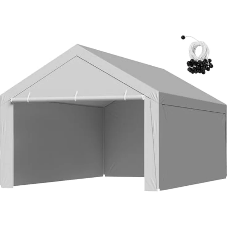 VEVOR Carport-Ersatzdach, 3,65x6,09 m, UV-beständige Garagenzeltplane mit Seitenwänden, grau, tragbare und strapazierfähige Autounterstandsplane – Bild 1