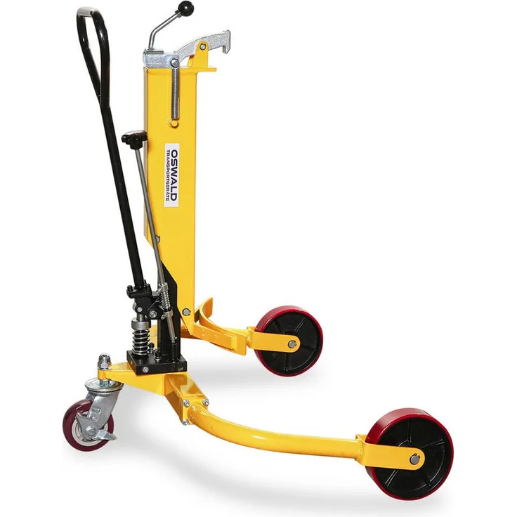 OSWALD Transportgeräte Gabelhubwagen Fassroller FK250 - 250 kg Traglast, 630 mm Aufnahmebreite, hydraulische Hubhöhe bis 200 mm, langlebig und wartungsarm
