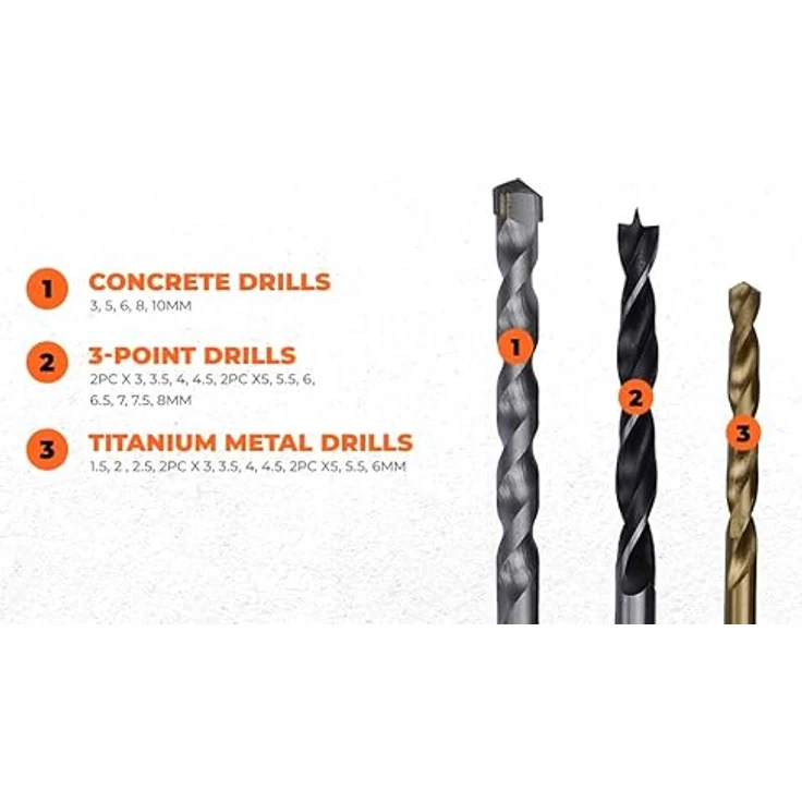 Black+Decker Bohrer- und Schrauberbit-Set (109-teiliges, Metall-, Holz- und Steinbohrer, Stecknüsse, Bits, Senker) A7200 – Bild 6