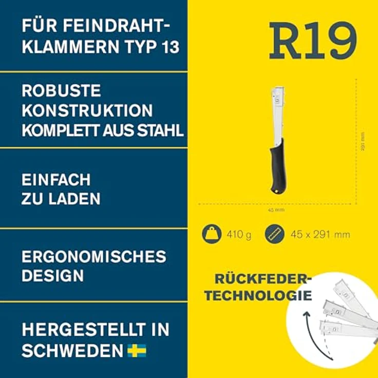 Rapid R19 Hammertacker, Profi Schlagtacker für Typ 13 4-6mm, Ganzstahl-Konstruktion, ergonomischer Griff – Bild 2