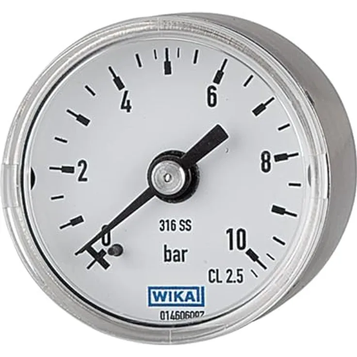 RIEGLER 101188-110.46-ES Manometer Ø 40 mm, G 1/8 rückseitig, Messbereich 0-10 bar, V4A, 1 Stk.