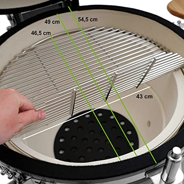 BBQ-Toro Kamado Grill | Holzkohlegrill Kuro Ø 52 cm mit Bambusablage, Thermometer, stabilem Holzgriff | Keramikgrill Kamadogrill Kugelgrill (Grau) – Bild 4