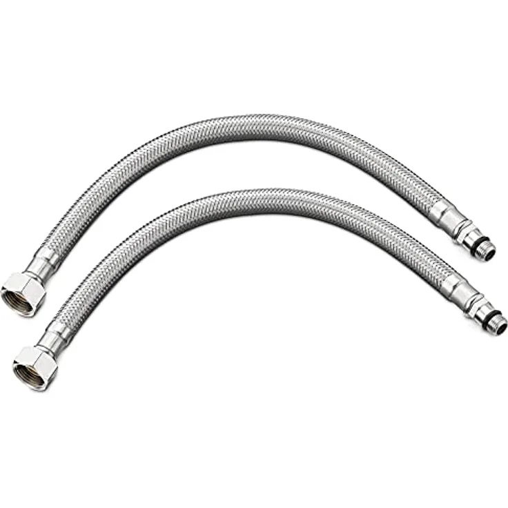 Navaris 2x Stahlflex Schlauch Armaturenanschluss - G3/8 Zoll x M10 x 30cm x 1 AG - Wasserhahn Armatur 3/8" Anschlussschlauch - Verbindungsschlauch