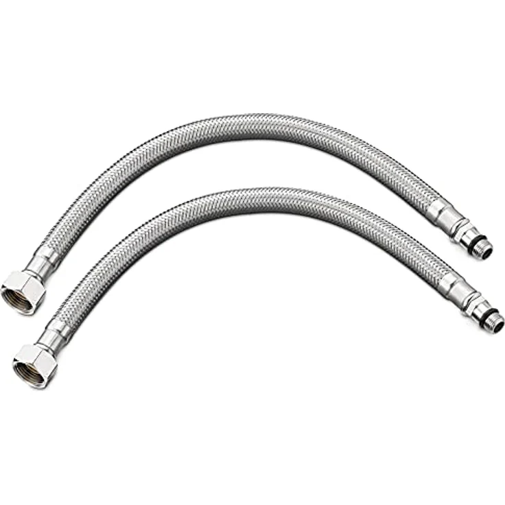 Navaris 2x Stahlflex Schlauch Armaturenanschluss - G3/8 Zoll x M10 x 30cm x 1 AG - Wasserhahn Armatur 3/8" Anschlussschlauch - Verbindungsschlauch – Bild 1