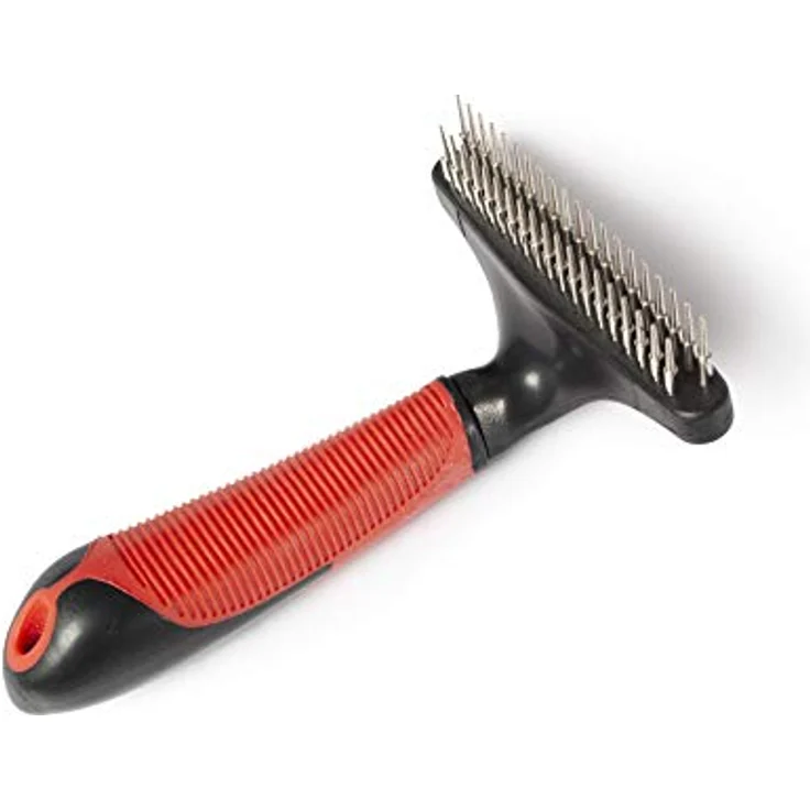 Karlie Unterwoll-Harke Doppelreihig, Hundekämme, Gummi, Rot/Schwarz, 16,5x11x6 cm – Bild 5