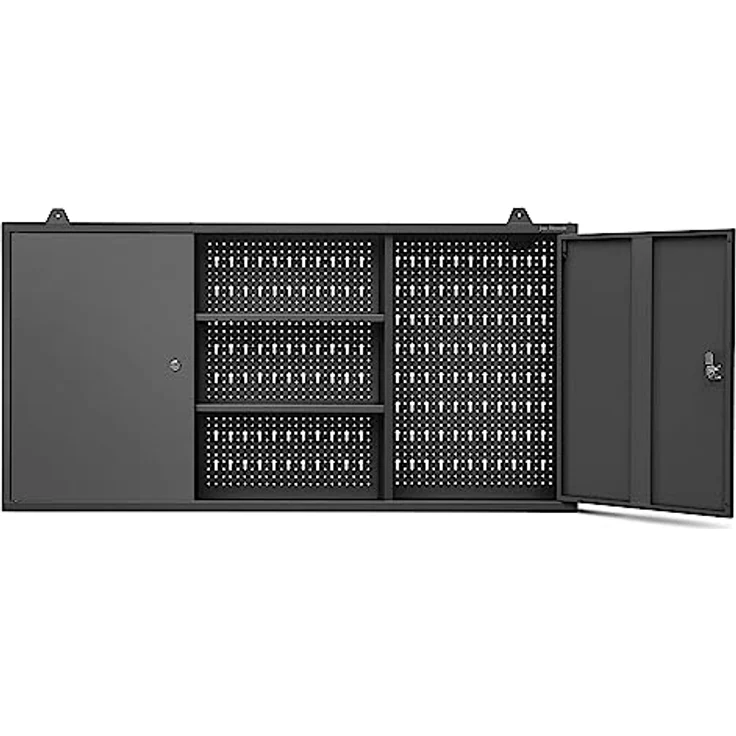 Jan Nowak Hängeschrank Ben, Wandmontierbarer Werkzeugschrank aus Stahlblech, 60 x 120 x 20 cm, Schwarz – Bild 1