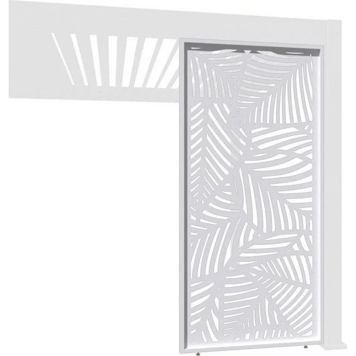 Weide Pavillonseitenteil Dekorative Wand für Pergola aus Aluminium, Weiß, 93 cm Breite, Blatt-Design, einfach montierbar