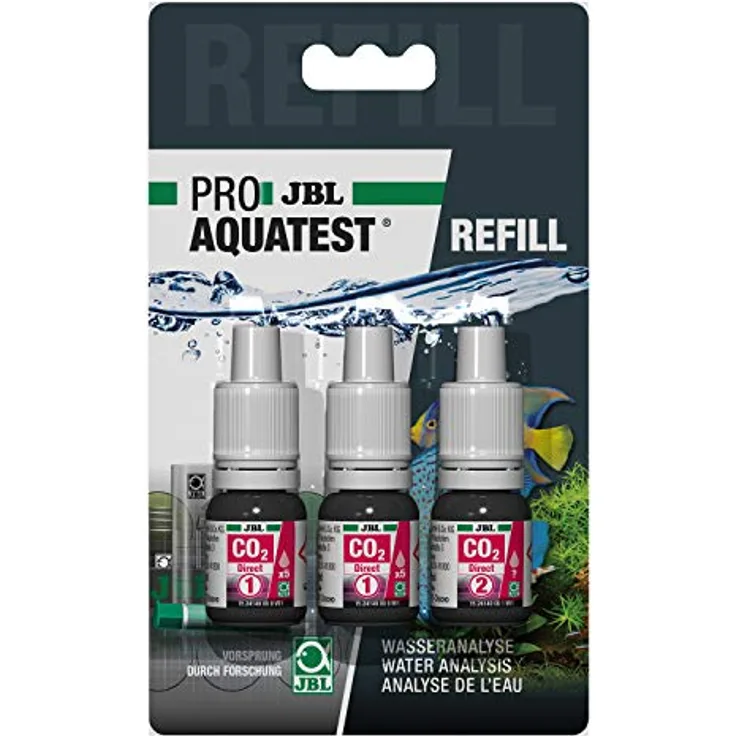 JBL Wassertest-Nachfüller, Für Süßwasser-Aquarien, ProAquaTest CO2 Direct Refill, 3 Stück