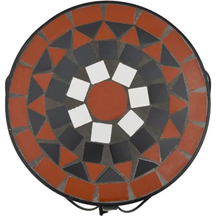 vidaXL Blumenständer, Pflanzenständer 3 Stk. Terrakottarot und Weiß Keramik - Mediterranes Design, pulverbeschichtetes Eisen, robust und stabil – Bild 5