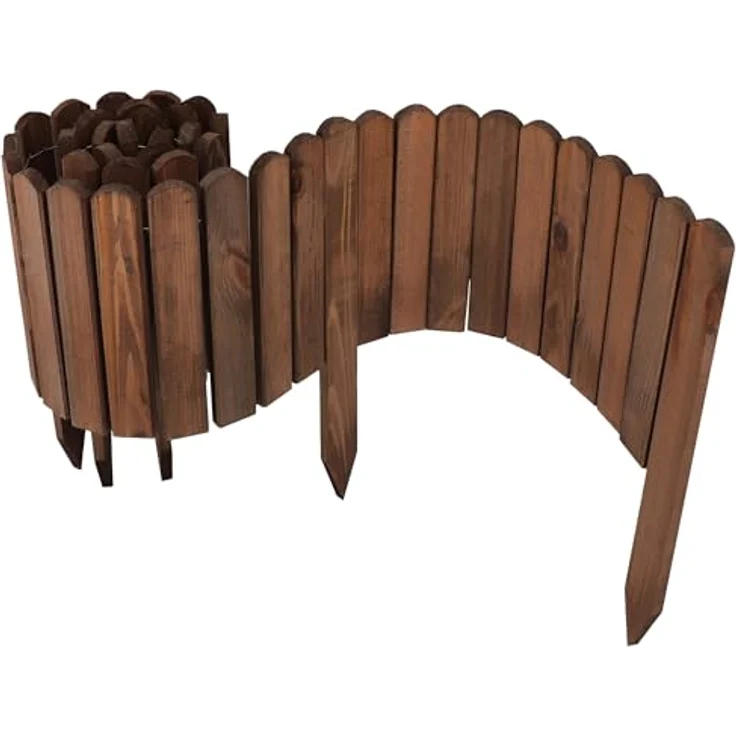 Aquagart Holz Rollzaun Dunkelbraun 40x200 cm, Flexible Beeteinfassung aus imprägniertem Holz für individuelle Gartenlösungen – Bild 1