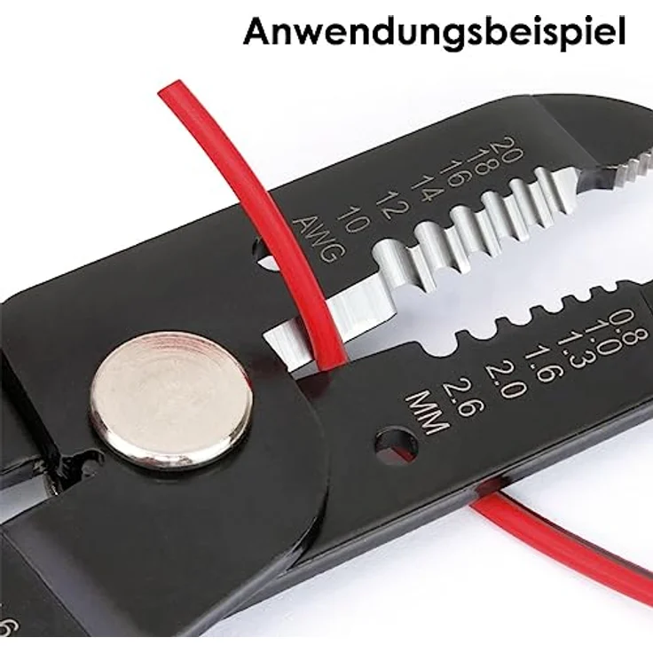 Sintron Kombi-Abisolierzange CWS1, 3in1 Zange zum Schneiden, Abisolieren und Crimpen, ergonomischer gummierter Griff, SK5 Carbonstahl – Bild 3