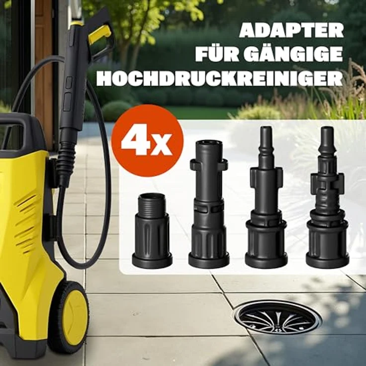 DEUBA Rohrreinigungsschlauch Set - 15m - inkl 4 Adapter für gängige Hochdruckreiniger Rohrreinigungsset Abflussreiniger – Bild 6