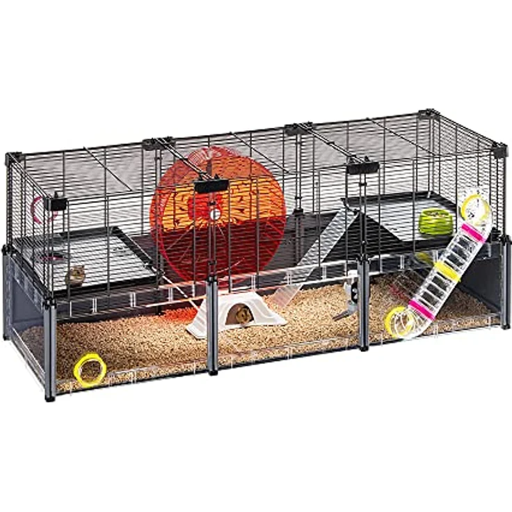 Ferplast MULTIPLA Hamster Large, modularer Käfig aus Metallgitter und recyceltem Kunststoff mit Zubehör, 107,5 x 37,5 x H 42 cm – Bild 1