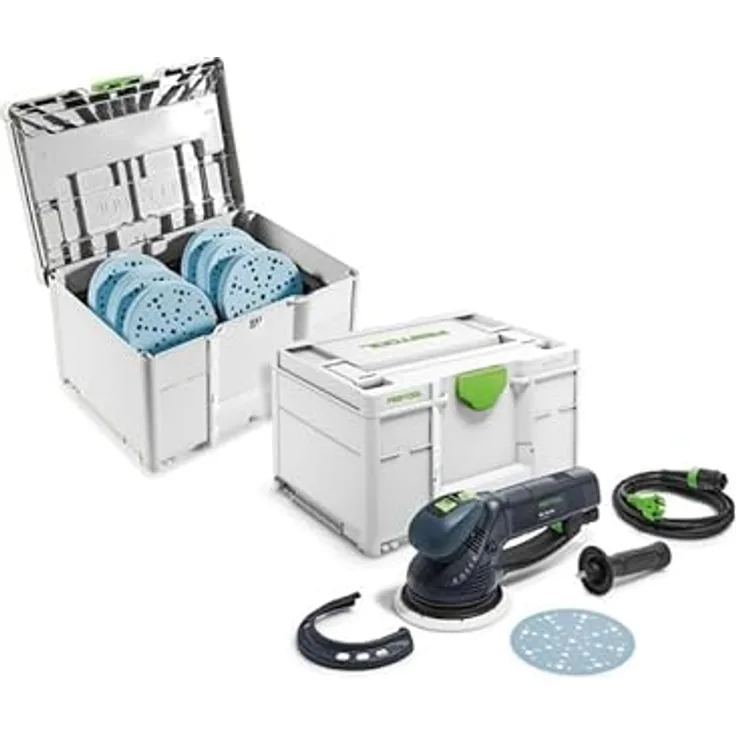 Festool Getriebe-Exzenterschleifer ROTEX RO 150 FEQ-SYS GR, Multischleifer mit FastFix Schleiftellerwechsel, inkl. 120 Schleifmitteln und Systainer SYS3 M 237