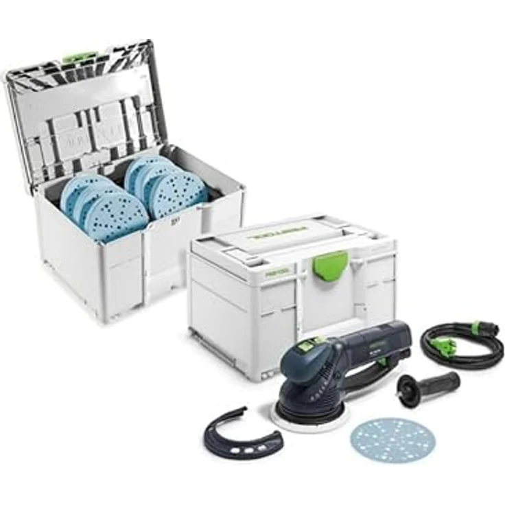 Festool Getriebe-Exzenterschleifer ROTEX RO 150 FEQ-SYS GR, Multischleifer mit FastFix Schleiftellerwechsel, inkl. 120 Schleifmitteln und Systainer SYS3 M 237 – Bild 1