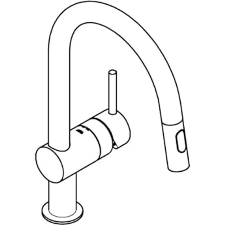 Grohe Küchenarmatur Minta, C-Auslauf, herausziehbare Brause mit Laminarstrahl, 360° schwenkbar, Hochdruck – Bild 3