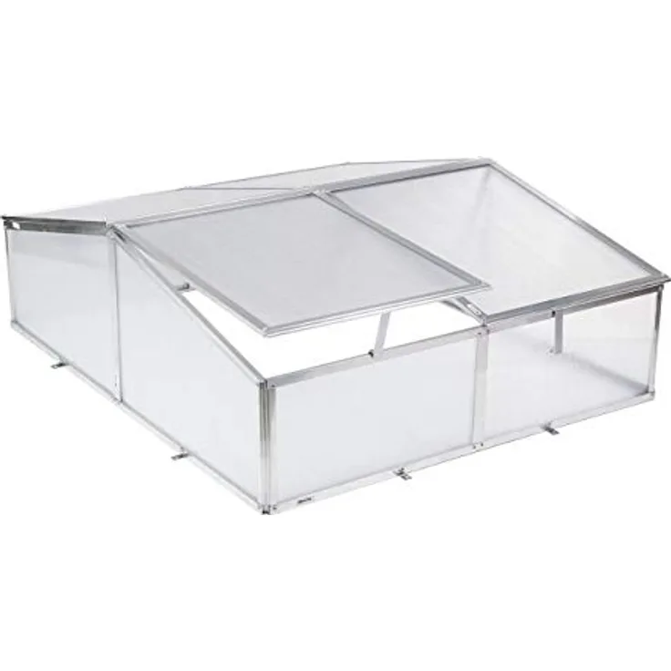 G21 Gewächshaus/Frühbeet GA12 100 x 120 x 40 cm, Aluminiumkonstruktion, vollständig wartungsfrei, stabil (Silber)