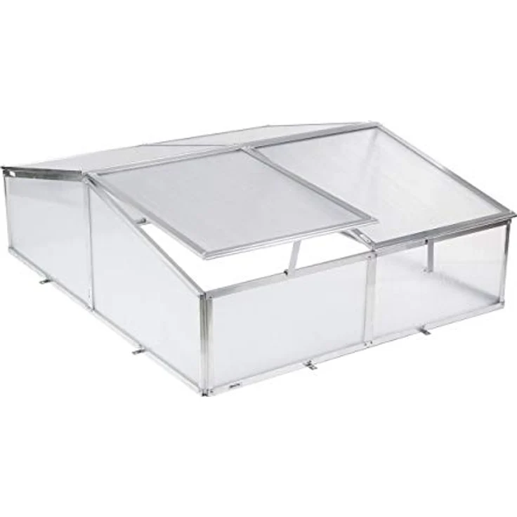 G21 Gewächshaus/Frühbeet GA12 100 x 120 x 40 cm, Aluminiumkonstruktion, vollständig wartungsfrei, stabil (Silber) – Bild 1