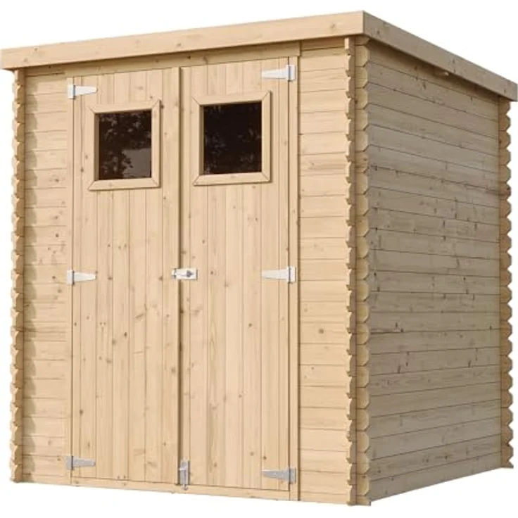 TIMBELA Gartenhaus Holz - Geräteschuppen mit Wasserfestem Dach B204xL204xH202 cm/ 3.53 m2 - Fahrrad Schuppen - Imprägnierte Holzkonstruktion – Bild 3