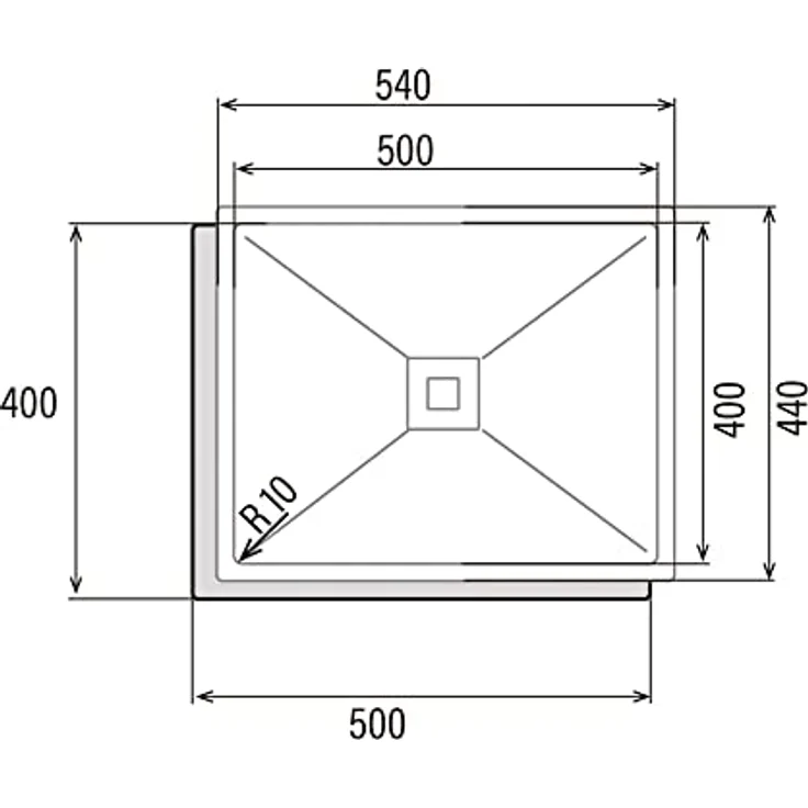 CATA CB 50-40 R10, Edelstahl Spüle 44x54 cm, quadratische Wanne mit Radius 1 cm, 20 cm tief, für 60 cm Möbel – Bild 2