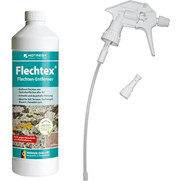 HOTREGA Flechtex Flechten Entferner 1 L Set inkl. Schaumsprüher, Pilz-Entferner, Algen-Enferner, Flechtenentferner, Algenentferner – Bild 1