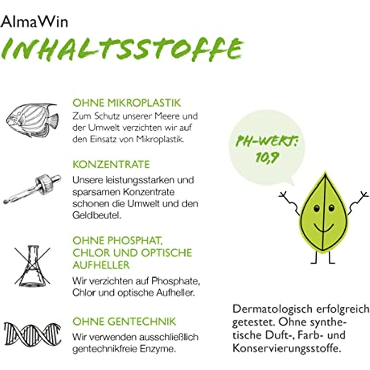 AlmaWin Color Waschmittel Lindenblüte 2kg I Umweltfreundliches Waschpulver für bunte Textilien I Ausreichend für ca. 64 Wäschen I Frei von synthetischen Duft- & Farbstoffen I Vegan – Bild 4
