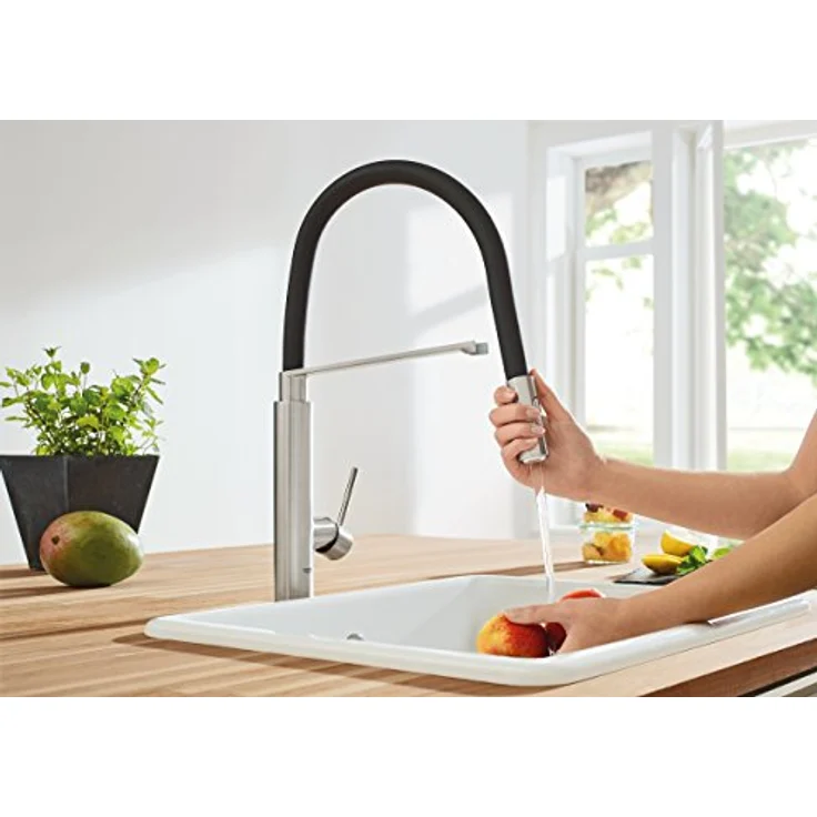 Grohe Concetto Küchenarmatur, Profi-Brause mit Laminarstrahl und schwenkbarem Auslauf, Hochdruck – Bild 5