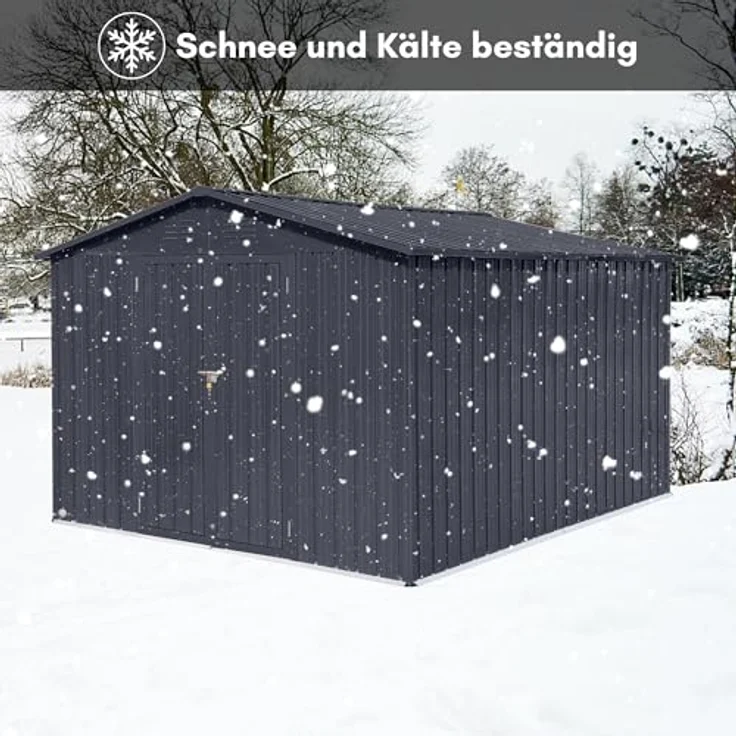 Albatros Profi Gerätehaus XXL, verzinktes Metall in Anthrazit (RAL 7016), 259x313x192cm, 15,5m³, inklusive Schloss & Werkzeughaken, wetterfest – Bild 6