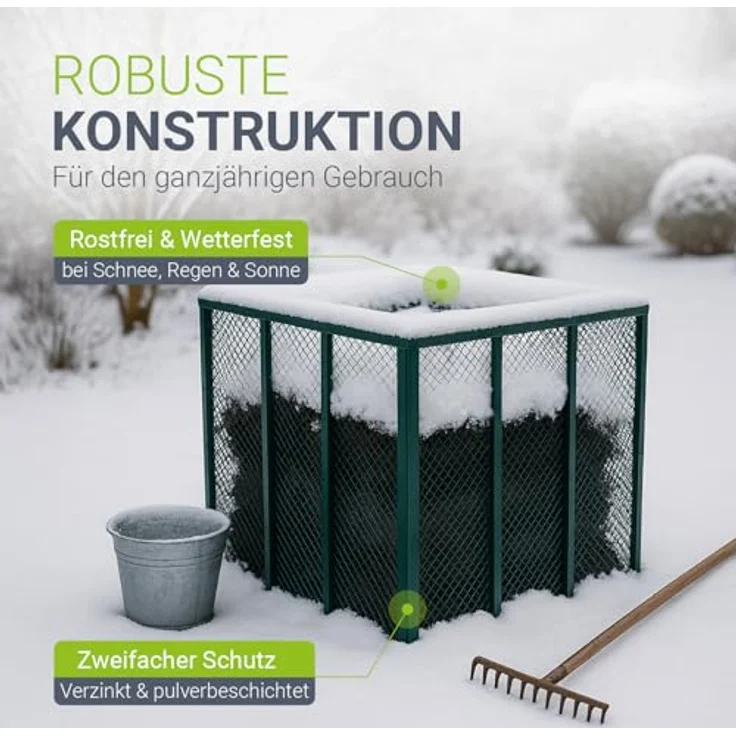 Juskys Metall Komposter 450 L, verzinkter & pulverbeschichteter Stahl, wetterfest, optimale Belüftung durch Gitterrahmen – Dunkelgrün – Bild 4