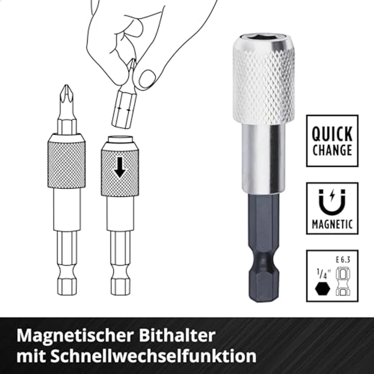 Original Einhell M-CASE 42-tlg. Bit-Set (25-mm-Bits, 50-mm-Bits, Magnethalter, Steckschlüssel, Schnellwechselbithalter inkl. Aufbewahrungsbox) – Bild 4
