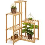 Relaxdays Pflanzenregal Bambus, 6 Ablagen, Pflanzen Eckregal für innen, HBT: 101x62x62 cm, Blumenregal Wohnzimmer, Natur