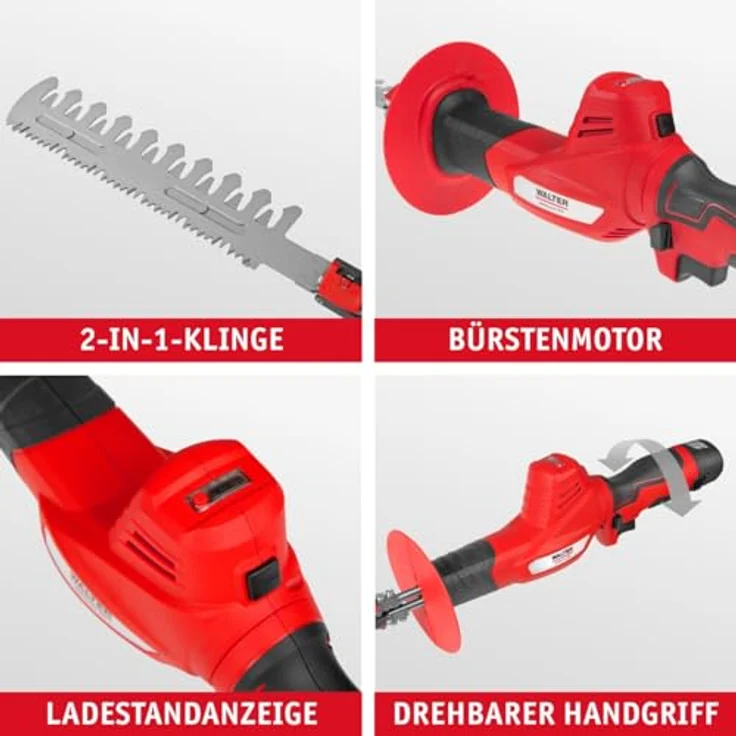 WALTER 2-in-1 Heckenschneider & Astsäge, kabellos, 12V, 2 Akkus, ergonomischer Griff, werkzeugloser Klingenwechsel, leicht & kompakt – Bild 8