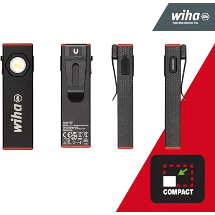 Wiha, Taschenlampe, Handleuchte 800 lm I 5 Leuchtmodi I Werkstattlampe aufladbar I Akku LED Taschenlampe super hell (9.70 cm, 800 lm) – Bild 5