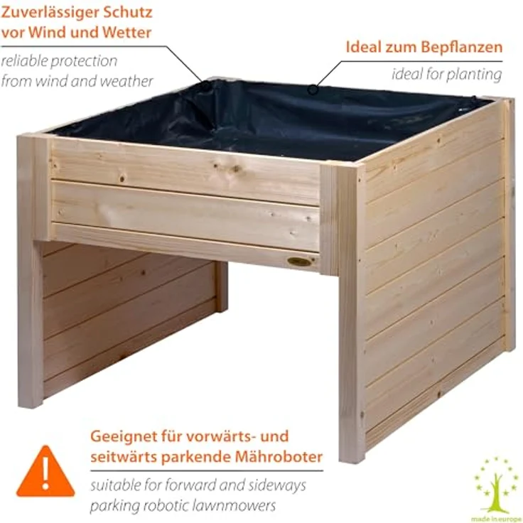 dobar Mähroboter-Garage, BxTxH: 79x73x56 cm, für Mähroboter, mit integriertem Pflanzkasten, natur – Bild 4