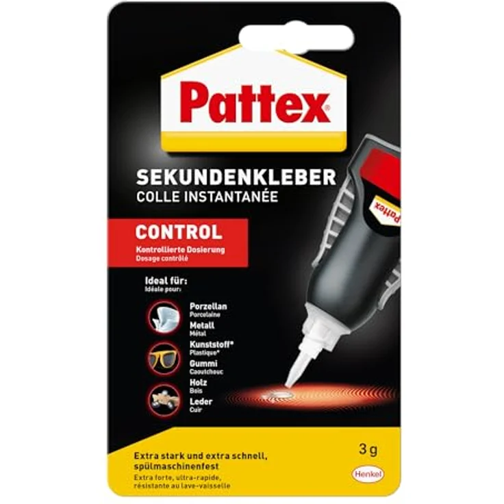 Pattex Sekundenkleber Matic, 6x3 g Flüssigkleber für extra schnelle, starke Sofortreparaturen, spülmaschinenresistent und lösemittelfrei – Bild 2