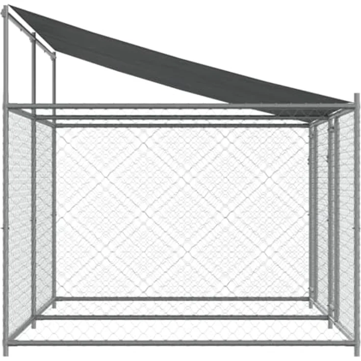 vidaXL Hundezwinger mit Dach und Türen Grau 4x2x2 m Verzinkter Stahl – Bild 5