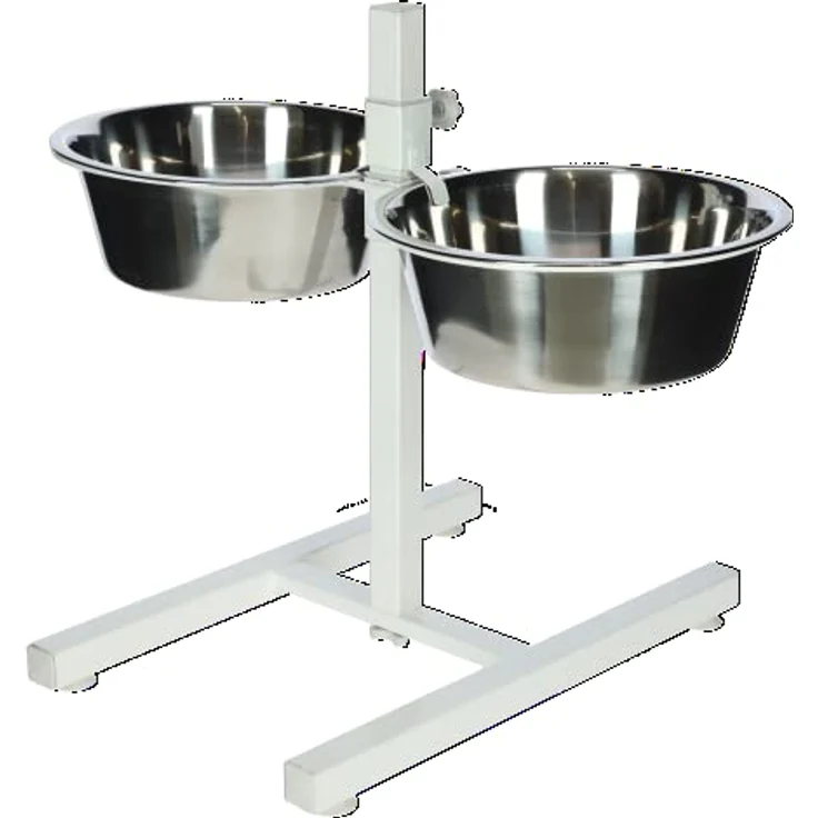 Kerbl Pet Futterbar inklusive Edelstahlnäpfe, stufenlos verstellbarer Hunde Fressnapf, 2 x 2800 ml, Höhe 43 cm, Weiß – Bild 3