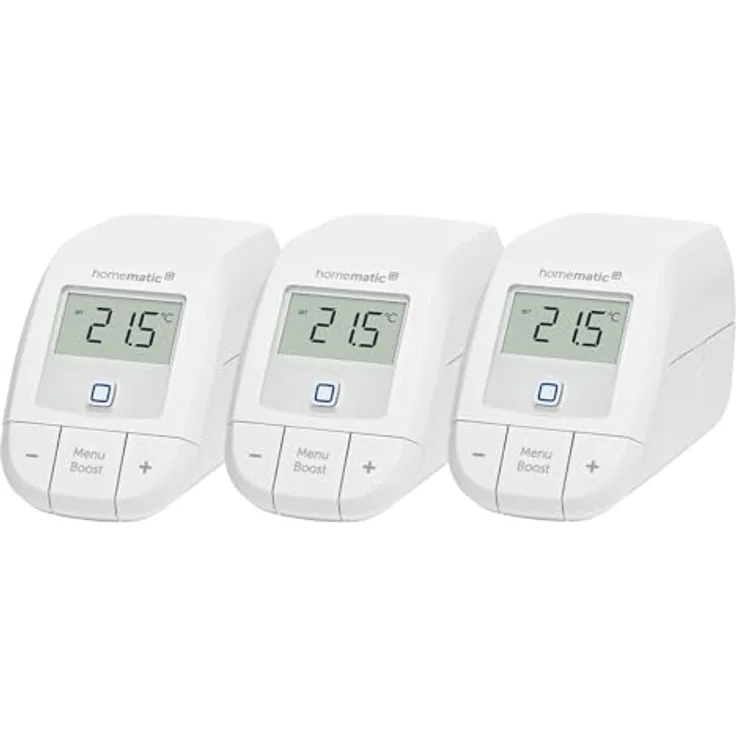 Homematic IP 3er Set Smart Home Heizkörperthermostat – Basic, digitaler Thermostat mit App-Steuerung, Alexa und Google Assistant, einfache Installation, Energie sparen, 156541A0