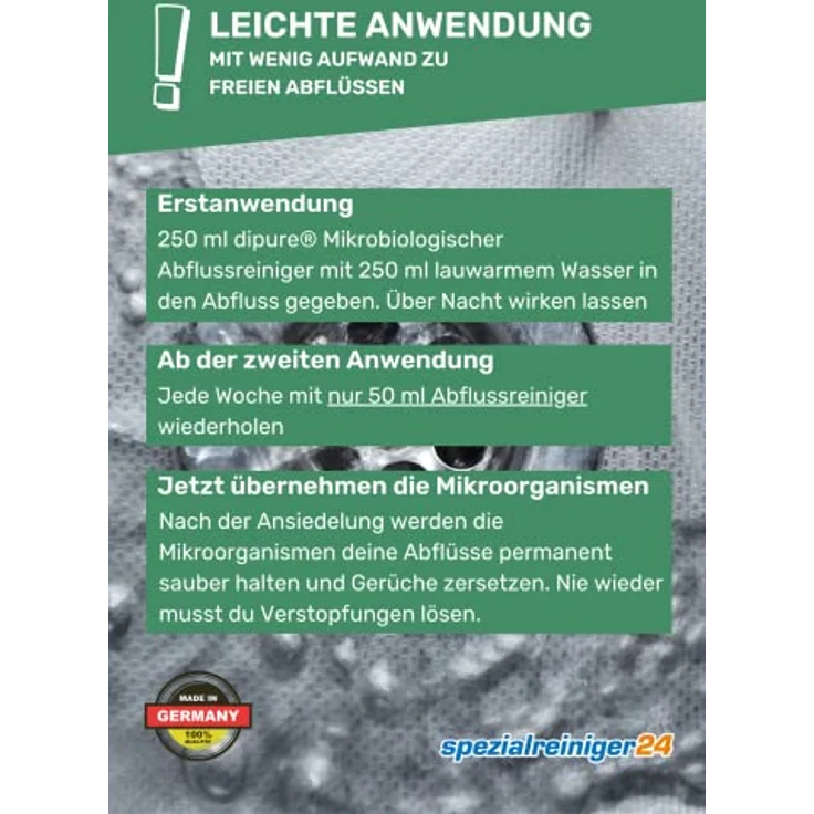 dipure Mikrobiologischer Abflussreiniger - 1 Liter Flasche (Abfluss-Frei, Rohrreiniger) – Bild 4