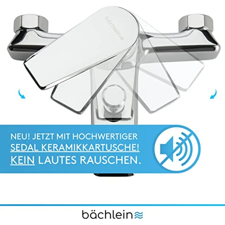 Bächlein Universal Badewannenarmatur Orlias, Einhand-Wannenbatterie in Chrom, Komplettset mit Zubehör, inklusive Neoperl Luftsprudler und einfacher Montage – Bild 2