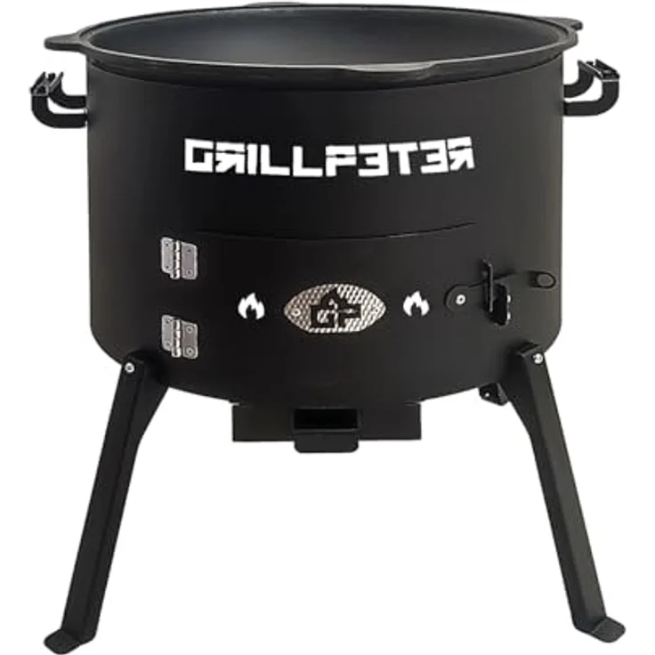 Grillpeter Utschak Nurlan Ø50 cm Kazan 22L, Gasbrenner 6,5 kW mit Abdeckhaube, schwarz – Bild 6