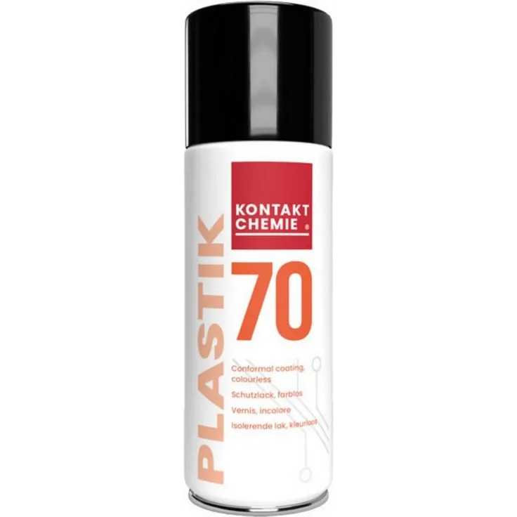 KONTAKT CHEMIE PLASTIK 70, Metallschutzlack für Leiterplatten, farblos-transparent, 200ml, hochisolierend bis 100°C