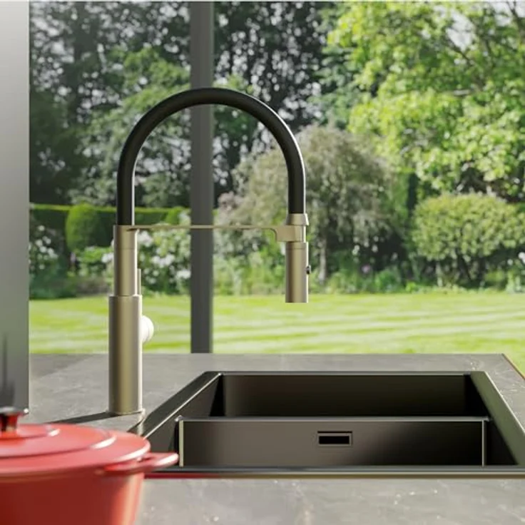 Lenz Küchenarmatur NALU, Flexible Pendelbrause mit 2 Strahlarten, Chrom – Bild 2