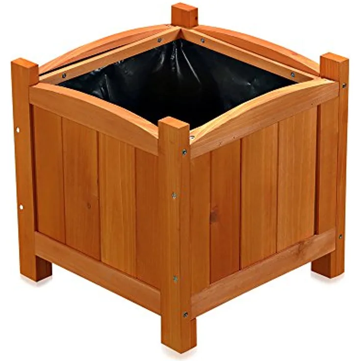 Melko Pflanzkübel Blumenkübel/Pflanzkasten für Innen und Außen, aus Holz, braun, 30 × 30 × 30 cm