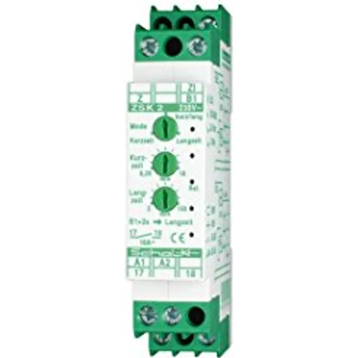 Schalk ZSK 2, Lichtzeit-Impulsschalter mit 3 Modi, DIN-Schiene, 8-230 V, 16 A, 0,25-150 min Zeitbereich