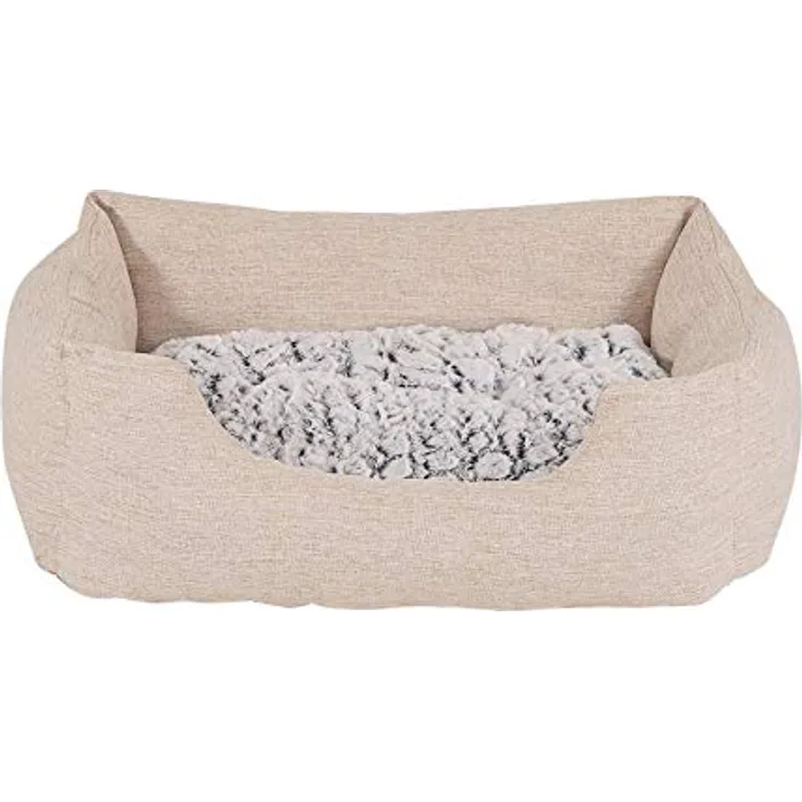 lionto Hundebett Hundekissen Hundekörbchen mit Wendekissen meliert, (S) 60x50 cm beige