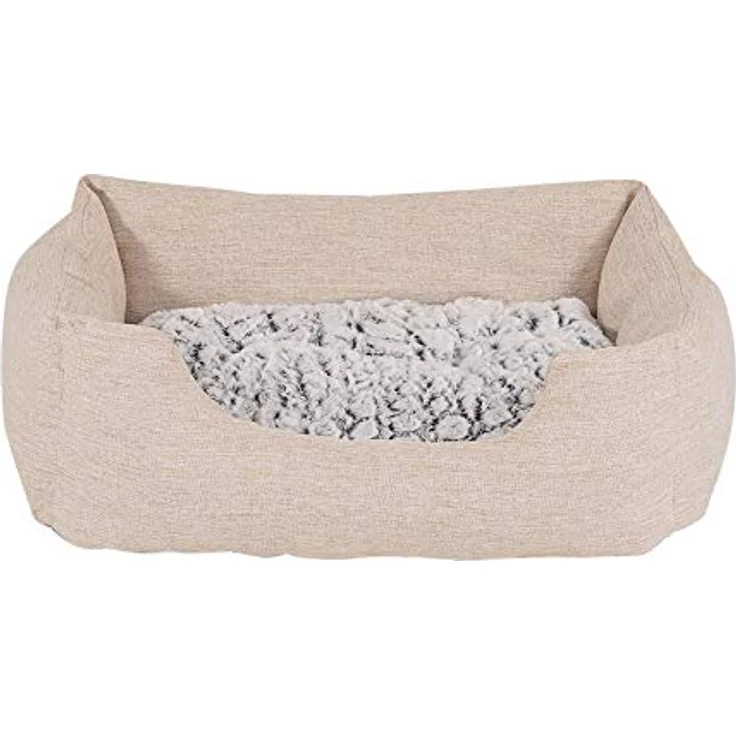 lionto Hundebett Hundekissen Hundekörbchen mit Wendekissen meliert, (S) 60x50 cm beige – Bild 1