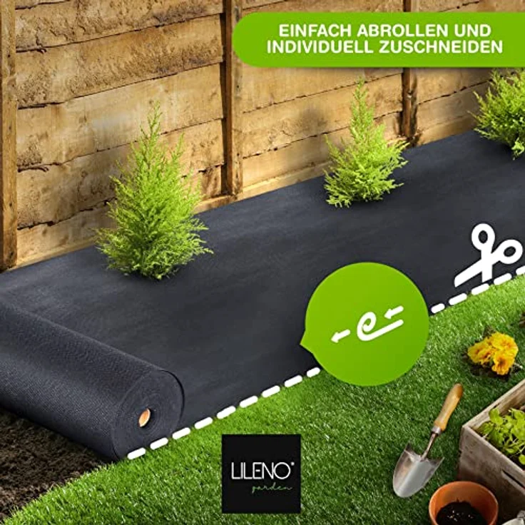 LILENO HOME Unkrautvlies 25m² - Wasserdurchlässiges, reißfestes Gartenvlies, UV-beständig, 50 g/qm, 1m x 25m, für nachhaltigen Unkrautschutz – Bild 2